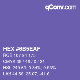 カラーコード: HEX #6B5EAF | qconv.com