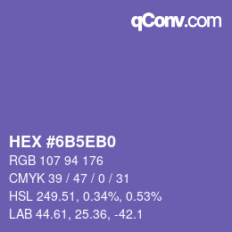 颜色代码: HEX #6B5EB0 | qconv.com