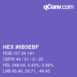 Farbcode: HEX #6B5EBF | qconv.com