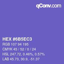 カラーコード: HEX #6B5EC3 | qconv.com