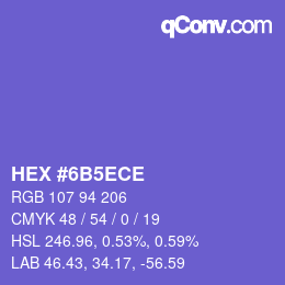 カラーコード: HEX #6B5ECE | qconv.com