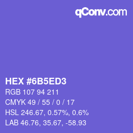 カラーコード: HEX #6B5ED3 | qconv.com