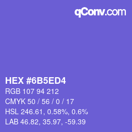 颜色代码: HEX #6B5ED4 | qconv.com