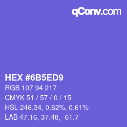 颜色代码: HEX #6B5ED9 | qconv.com