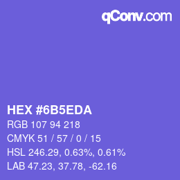颜色代码: HEX #6B5EDA | qconv.com