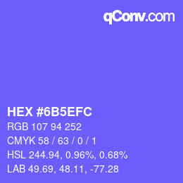 カラーコード: HEX #6B5EFC | qconv.com