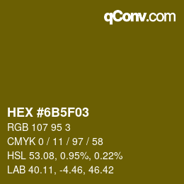 Color code: HEX #6B5F03 | qconv.com