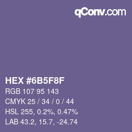 颜色代码: HEX #6B5F8F | qconv.com