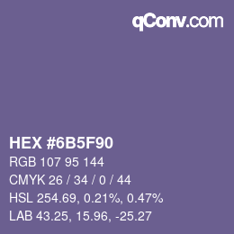 カラーコード: HEX #6B5F90 | qconv.com