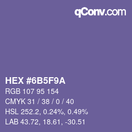 Color code: HEX #6B5F9A | qconv.com
