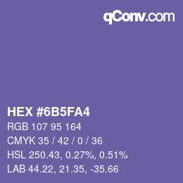 Color code: HEX #6B5FA4 | qconv.com