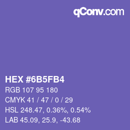 颜色代码: HEX #6B5FB4 | qconv.com