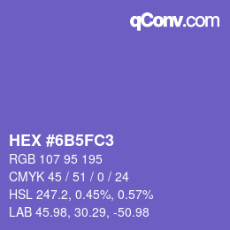 カラーコード: HEX #6B5FC3 | qconv.com