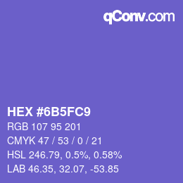 颜色代码: HEX #6B5FC9 | qconv.com