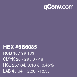 Farbcode: HEX #6B6085 | qconv.com