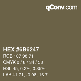 Color code: HEX #6B6247 | qconv.com