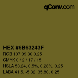 Farbcode: HEX #6B63243F | qconv.com