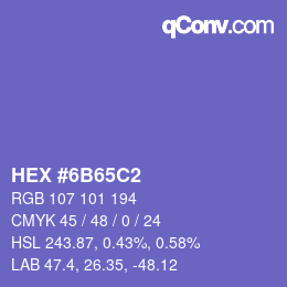 Farbcode: HEX #6B65C2 | qconv.com