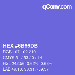 Color code: HEX #6B66DB | qconv.com