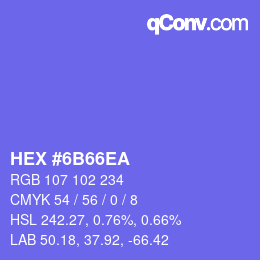 カラーコード: HEX #6B66EA | qconv.com