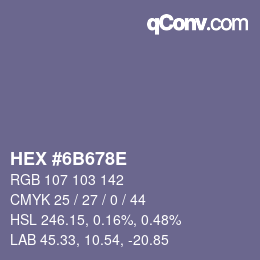 Farbcode: HEX #6B678E | qconv.com