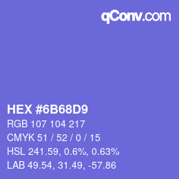 Color code: HEX #6B68D9 | qconv.com