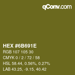 Color code: HEX #6B691E | qconv.com