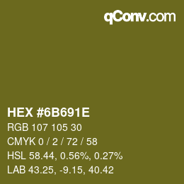 Color code: HEX #6B691E | qconv.com