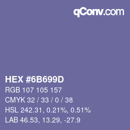 Color code: HEX #6B699D | qconv.com