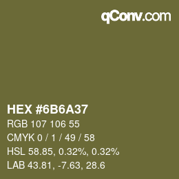 Color code: HEX #6B6A37 | qconv.com