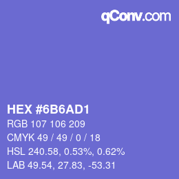 Color code: HEX #6B6AD1 | qconv.com