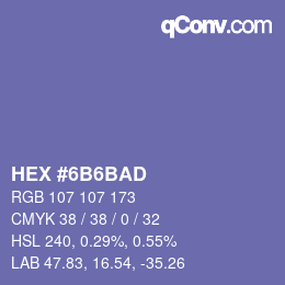 Color code: HEX #6B6BAD | qconv.com