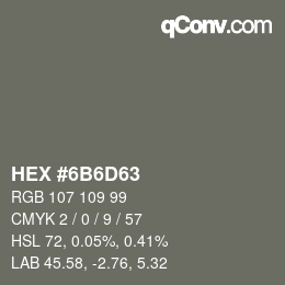 Color code: HEX #6B6D63 | qconv.com