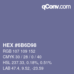 Color code: HEX #6B6D98 | qconv.com