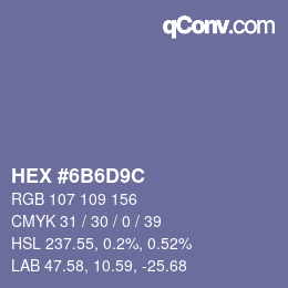 Color code: HEX #6B6D9C | qconv.com