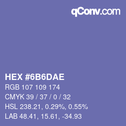Color code: HEX #6B6DAE | qconv.com