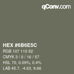 Color code: HEX #6B6E5C | qconv.com