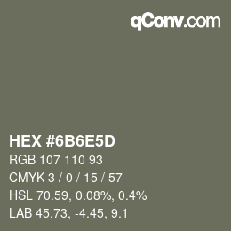 Color code: HEX #6B6E5D | qconv.com