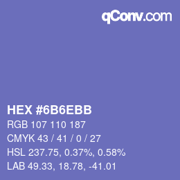 Color code: HEX #6B6EBB | qconv.com