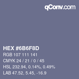 Color code: HEX #6B6F8D | qconv.com
