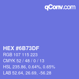 Color code: HEX #6B73DF | qconv.com