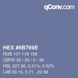 Color code: HEX #6B769E | qconv.com