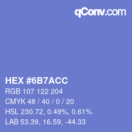カラーコード: HEX #6B7ACC | qconv.com