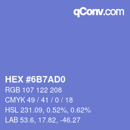 Color code: HEX #6B7AD0 | qconv.com