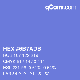 カラーコード: HEX #6B7ADB | qconv.com