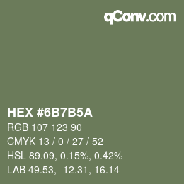 Color code: HEX #6B7B5A | qconv.com