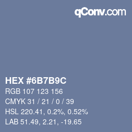 Color code: HEX #6B7B9C | qconv.com