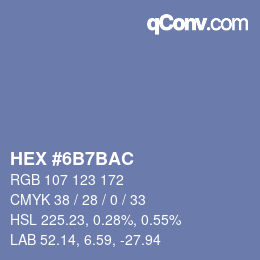 Farbcode: HEX #6B7BAC | qconv.com