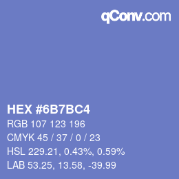 颜色代码: HEX #6B7BC4 | qconv.com