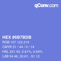 カラーコード: HEX #6B7BDB | qconv.com